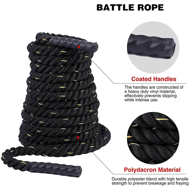 Power Training Battle Rope for Home Gym Workouts Fitness OBA Sa5af24e8a90f4a30a7cdab9c338558705